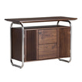 Moderne Houten Dressoir met Staalframe en Gelaagd Ontwerp