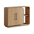 Moderne Houten Opbergkast met Open Rek en Dubbele Deuren