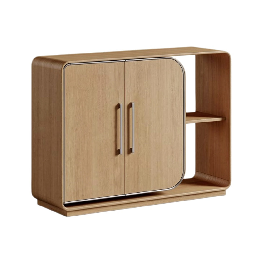 Moderne Houten Opbergkast met Open Rek en Dubbele Deuren
