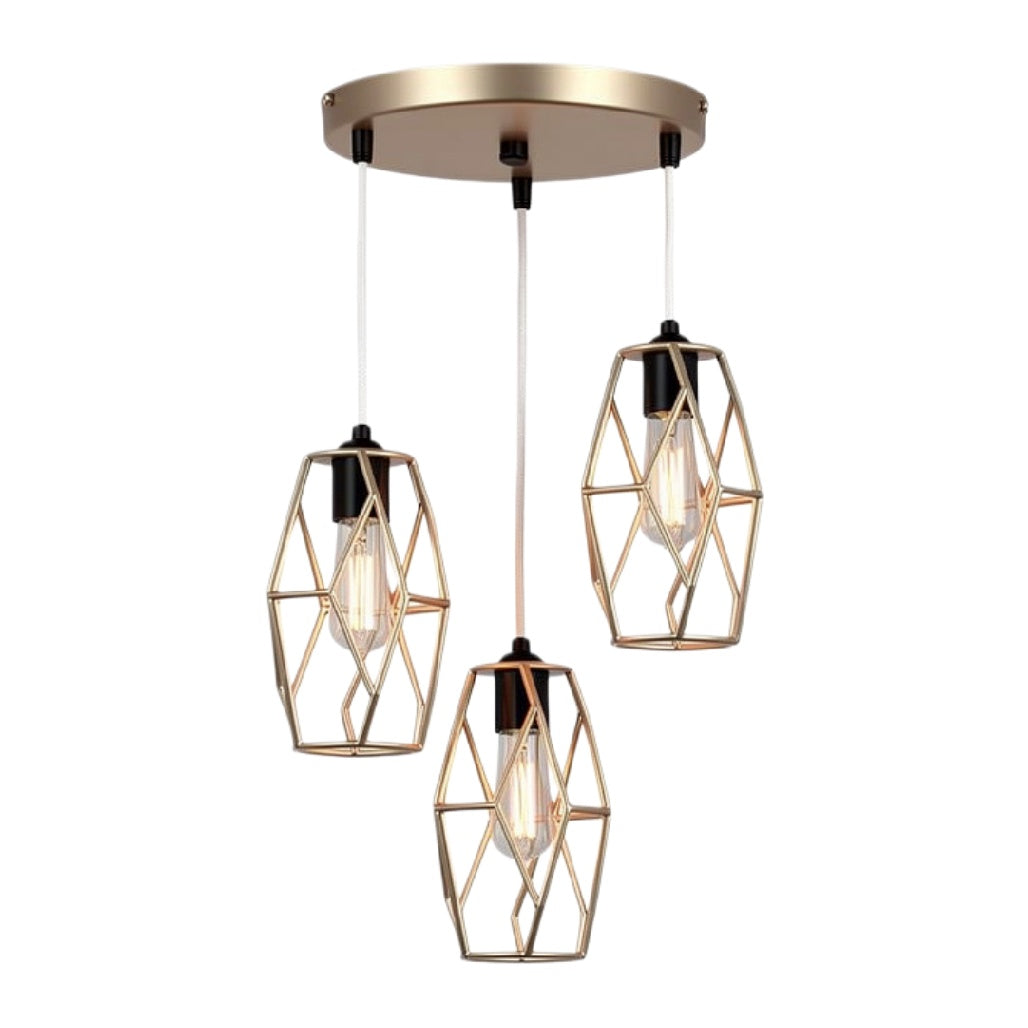 "Moderne Hanglamp met Geometrisch Ontwerp en Drie Fittingen"